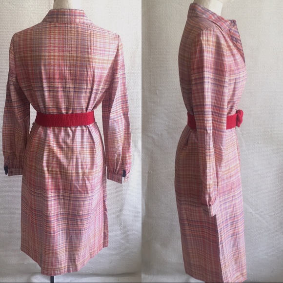 Vintage 70s Print Silky Secretary Shirtdress - Picture 4 of 8